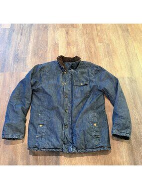 Roark Axeman Denim Blanket Lined Sherpa Collar Chore Jacket Large